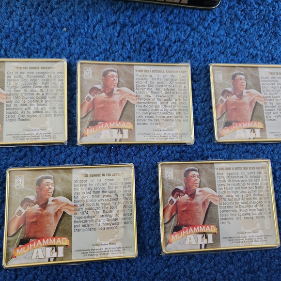 1995 Muhammad Ali Metal Impression Cards Set of 6 - Picture 4 of 6